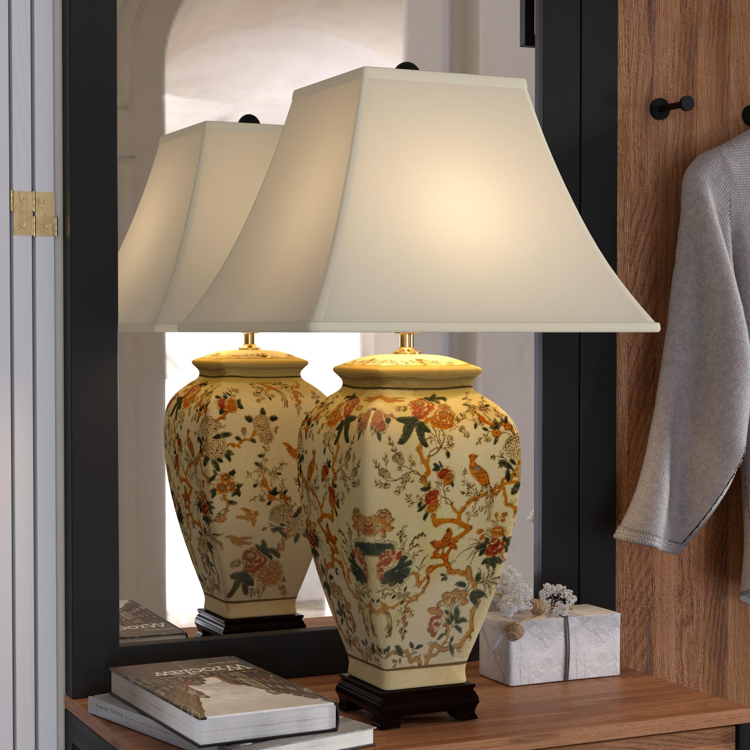 LED照明花器 【OVAL 】 METHEDEECO White Paper Lanterns 19+21inch 2PCS Large Rice Paper